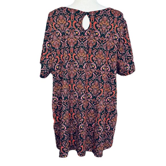 Roaman’s 2X-Large 26/28 Flared Top Geometric Round Neck Cap Sleeve Stretch Multi - Picture 4 of 9